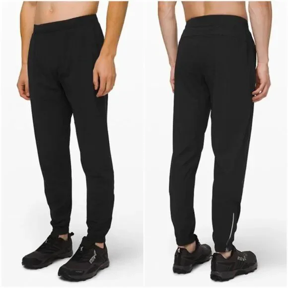 LULULEMON Pants Mens XL Black Surge Jogger Zipper Running Pockets Tapered - Picture 1 of 13